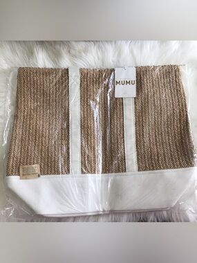 Show Me Your MuMu Straw Tote with White Trim